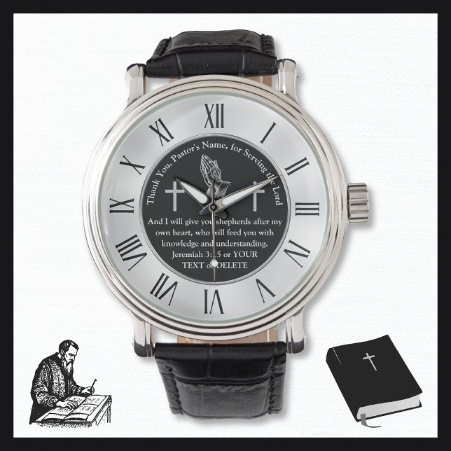 Personlig Scripture Gift-ikoner för pastorer Armbandsur (Pastor Ordination Gifts. Scripture gift ideas. Gifts for Pastors. Pastor anniversary gift ideas.)