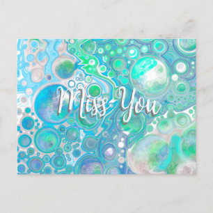 Personlig Sea Glass Blue och Grönt Miss You Vykort