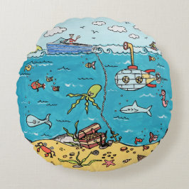 Personlig Sea Life Round cushion Rund Kudde