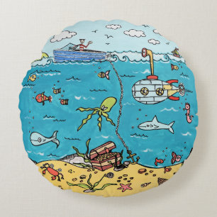 Personlig Sea Life Round cushion Rund Kudde