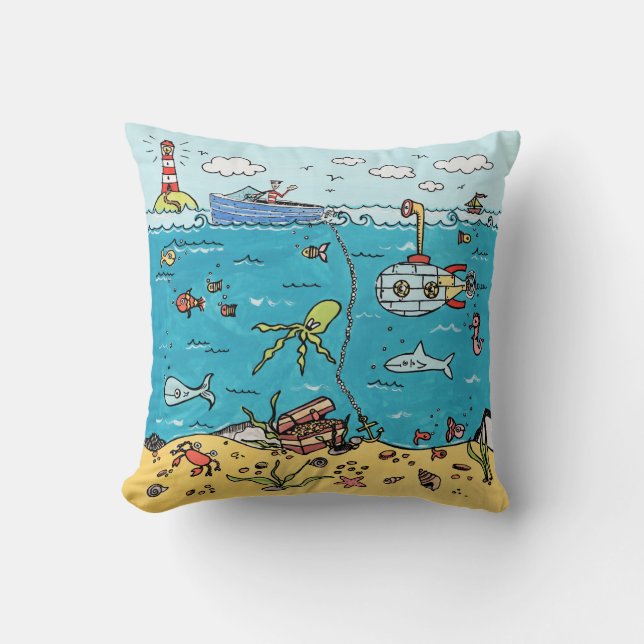 Personlig Sea Life Square Cushion Kudde (Framsida)