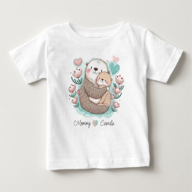 Personlig Sea Otter Kärlek Baby T-shirt (Framsida)