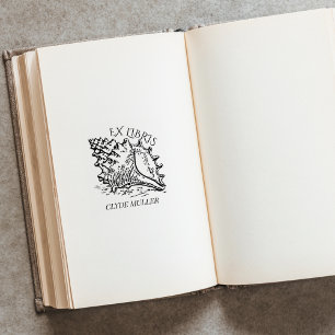 Personlig Sea Snäcka Ex Libris Bookplate Stämpel