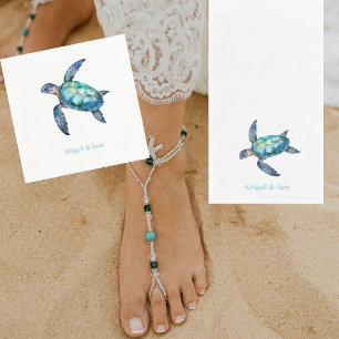Personlig Sea Turtle Beach Wedding Cocktail Pappersservett