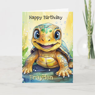 Personlig Sea Turtle Birthday med Färg Page Kort