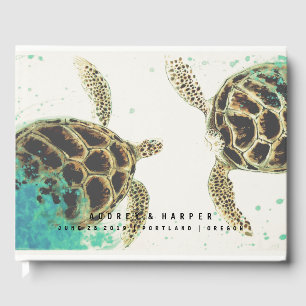 © Personlig Sea Turtle Kärlek Bröllop Guest Bok
