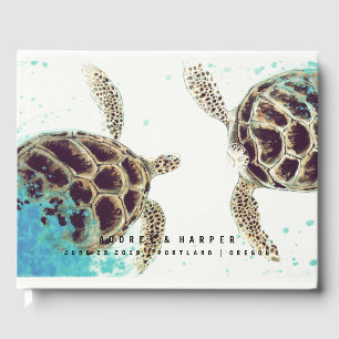 © Personlig Sea Turtle Kärlek Bröllop Guest Bok