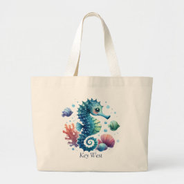 Personlig Seahorse and Fish Tote Bag Jumbo Tygkasse