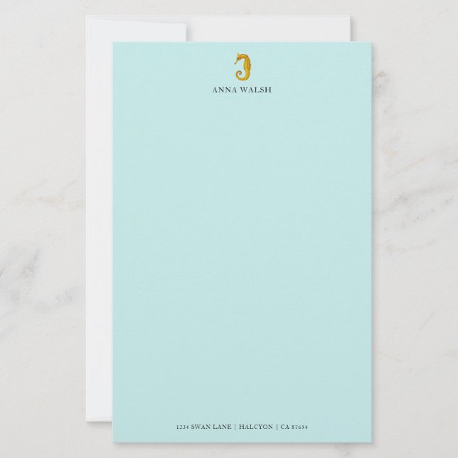 Personlig Seahorse Stationery Brevpapper (Framsida)