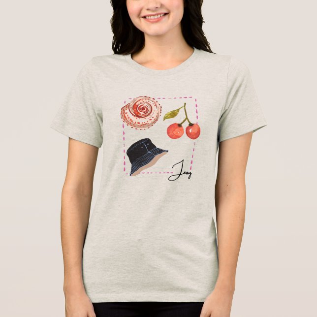 Personlig Seashell och Cherry Fisher-Inspired T Shirt (Framsida)