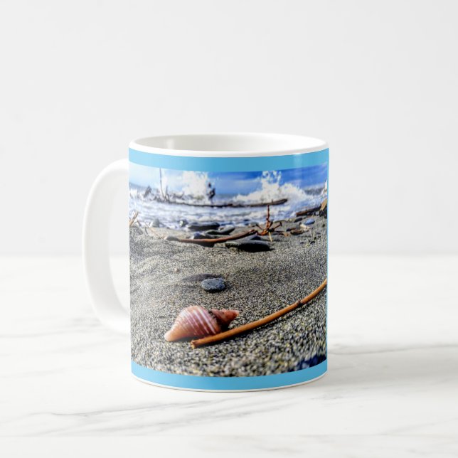 Personlig Seashell på stranden Kaffemugg (Framsida vänster)