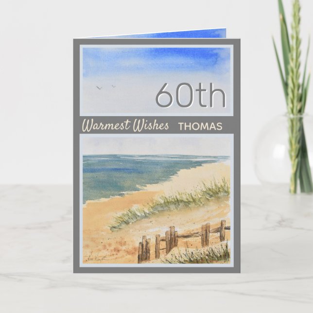 Personlig Seashore Beach 60:e födelsedagskortet Kort (Framsida)