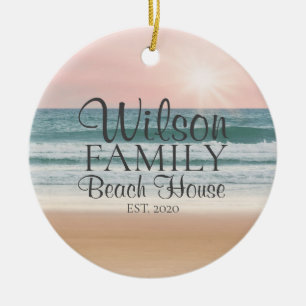 Personlig Seaside Beach House Julgransprydnad Keramik