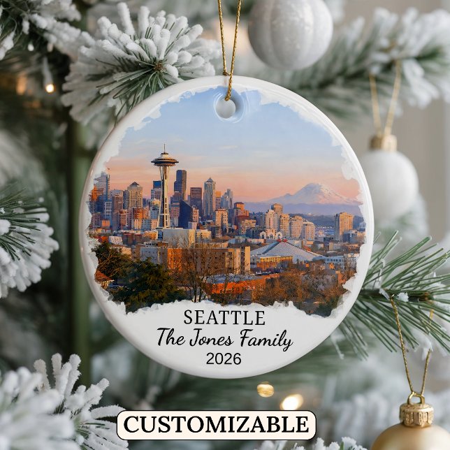 Personlig Seattle-ornament, Anpassad Washington Julgransprydnad Keramik (Skapare uppladdad)