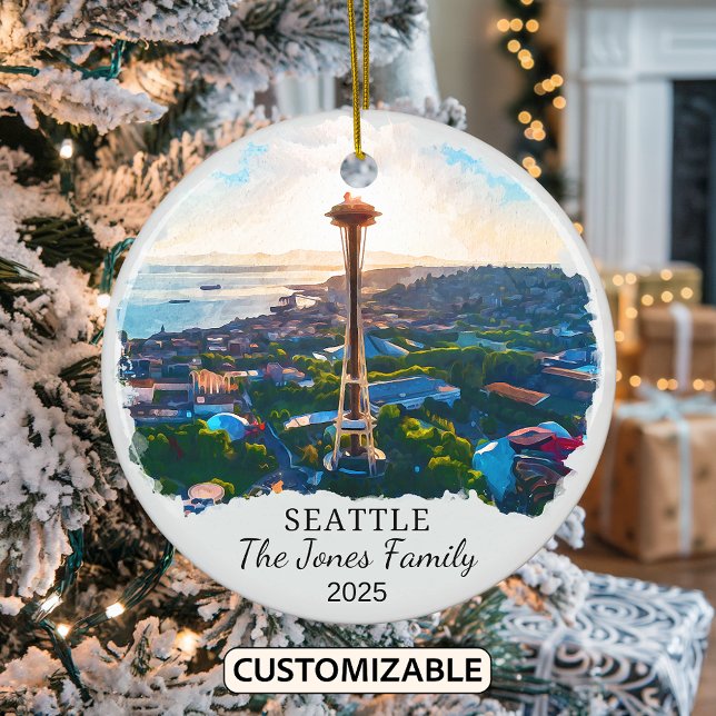 Personlig Seattle Ornament, delstaten Washington Julgransprydnad Keramik (Skapare uppladdad)
