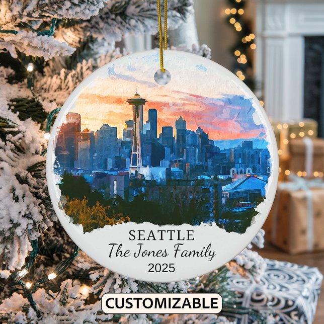 Personlig Seattle Ornament, Washington Gift Julgransprydnad Keramik (Skapare uppladdad)