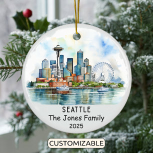 Personlig Seattle Ornament, Washington Julgransprydnad Keramik