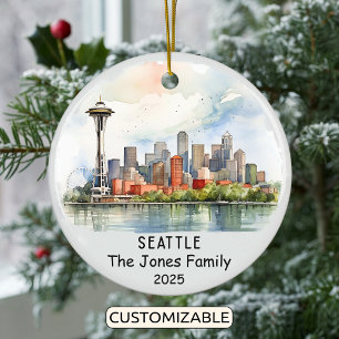 Personlig Seattle Ornament, Washington Julgransprydnad Keramik