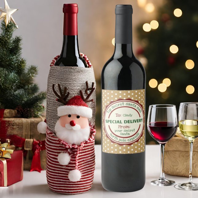 Personlig Secret Santa Gift Vin-etikett Vinflaska Etikett (Skapare uppladdad)