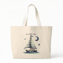 Personlig Segelbåt, Måne och Stars Tote Bag