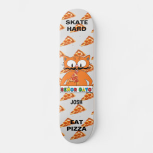 Personlig Senor Gato Skate Hard Eat Pizza Mini Skateboard Bräda 18,5 Cm