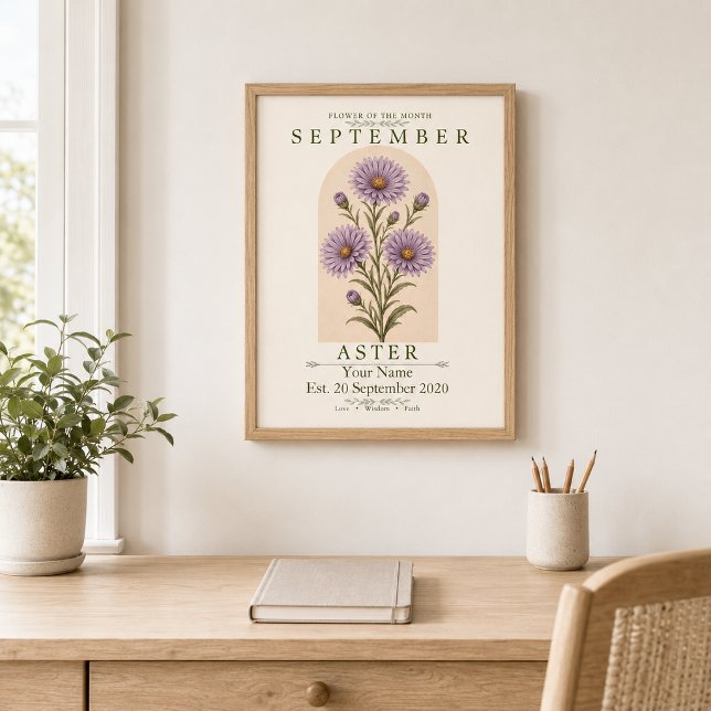 Personlig september-aster-födelseblomma-affisch poster (Skapare uppladdad)