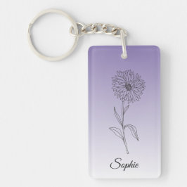 Personlig September Birkelände Aster Keychain