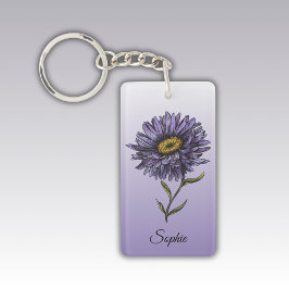 Personlig September Birkelände Aster Keychain