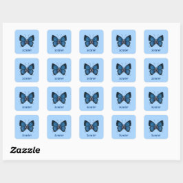 Personlig September Birth Blue Butterfly Fyrkantigt Klistermärke