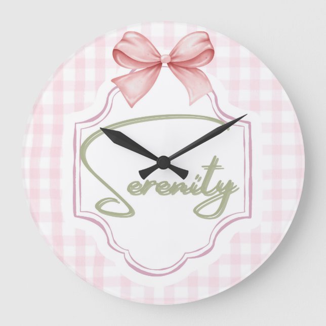 Personlig Serenity Flicka Nursery Bow Stor Klocka (Framsida)