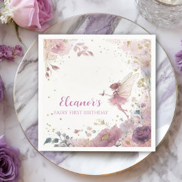 Personlig servett för Floral Fairy första födelsed