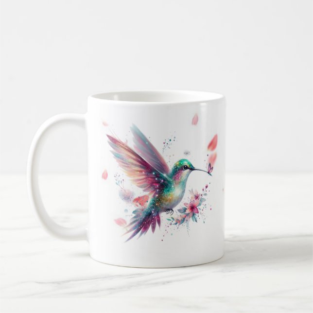 Personlig servmugg med kolibriblommor kaffemugg (Vänster)