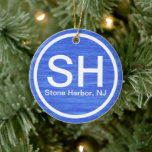 Personlig SH NJ Stone Harbour New jersey Beach Julgransprydnad Keramik<br><div class="desc">Personlig SH Stone Harbor New jersey Beach-julprydnad.   ^</div>