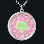Personlig Shabby chic Rosa och Grönt Blommigt Silverpläterat Halsband<br><div class="desc">Personlig Rosa och Grönt Blommigt Shabby chic Necklace</div>