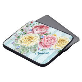 Personlig shabby chic rosbukett laptop fodral