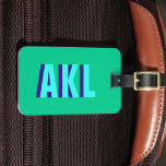 Personlig Shadow Monogram Blue-Grönt Bagagebricka<br><div class="desc">Personlig Shadow Monogram Blue Grönt Luggage Tag</div>
