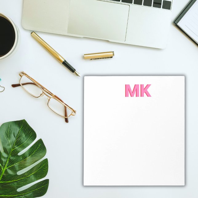 Personlig Shadow Monogram Initial Rosa Anteckningsblock (Skapare uppladdad)