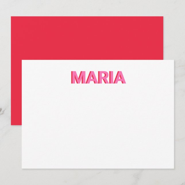 Personlig Shadow Monogram Initial Rosa Tack Kort (Fram/baksida)