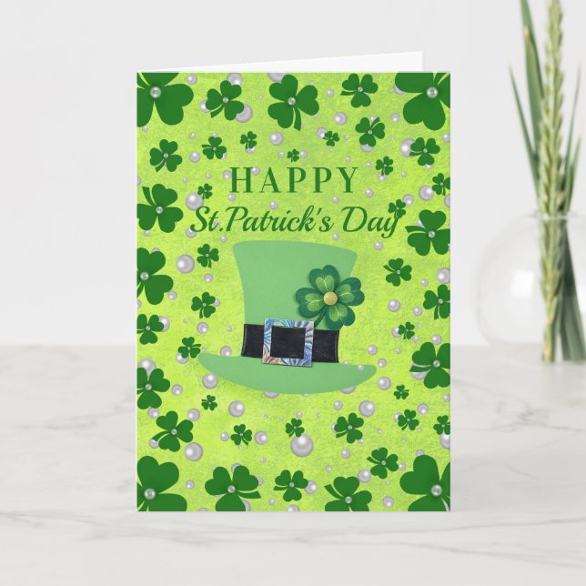 Personlig shamrock för St. Patrick's Day med pärlo Kort (Framsida)