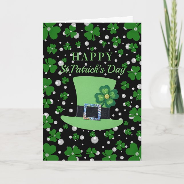 Personlig shamrock för St. Patrick's Day med pärlo Kort (Framsida)