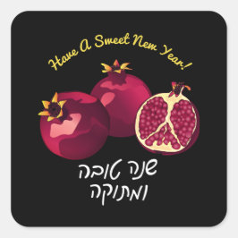 Personlig Shanah Tovah pomegranat Fyrkantigt Klistermärke
