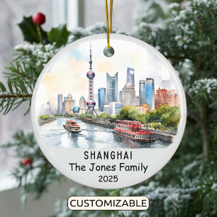 Personlig Shanghai Ornament, China Julgransprydnad Keramik