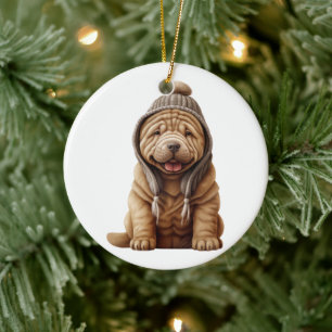 Personlig Shar-Pei Hund Julgransprydnad Keramik