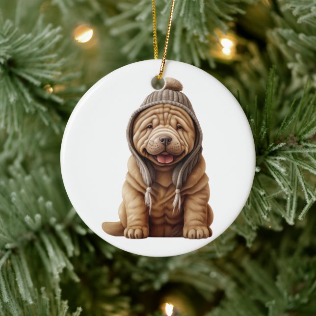 Personlig Shar-Pei Hund Julgransprydnad Keramik (Träd)