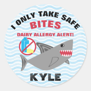 Personlig Shark No Dairy Allergy Alert Labels Runt Klistermärke