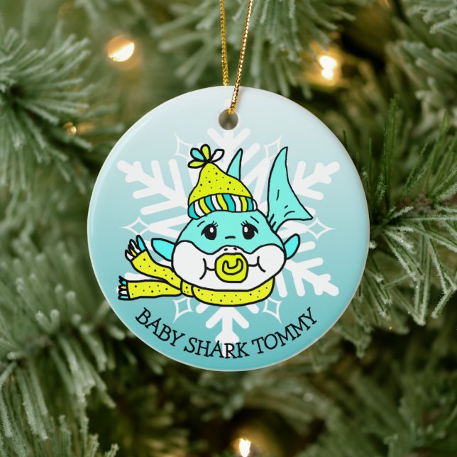 Personlig Shark och snöflake från Baby Julgransprydnad Keramik (Träd)