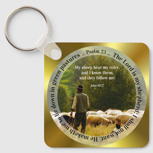 Personlig Shepherd and Flock Psalm 23 Nyckelringar (Framsida)