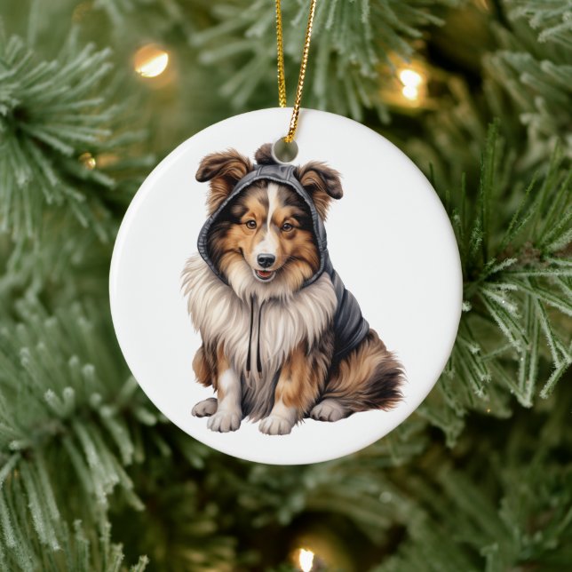 Personlig Shetland Sheepdog Hund Julgransprydnad Keramik (Träd)