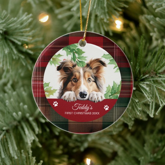 Personlig Shetlands Shepperd Jul Julgransprydnad Keramik (Träd)
