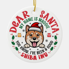 Personlig Shiba Inu Hund Round Julgransprydnad Keramik